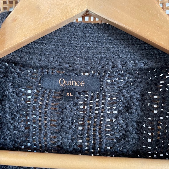 Quince Charcoal Cable Knit Cardigan - Picture 2 of 5